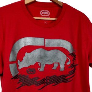Ecko Unltd Shirt Men Medium Red Short Sleeve Gray Rhino Graphic T Streetwear
